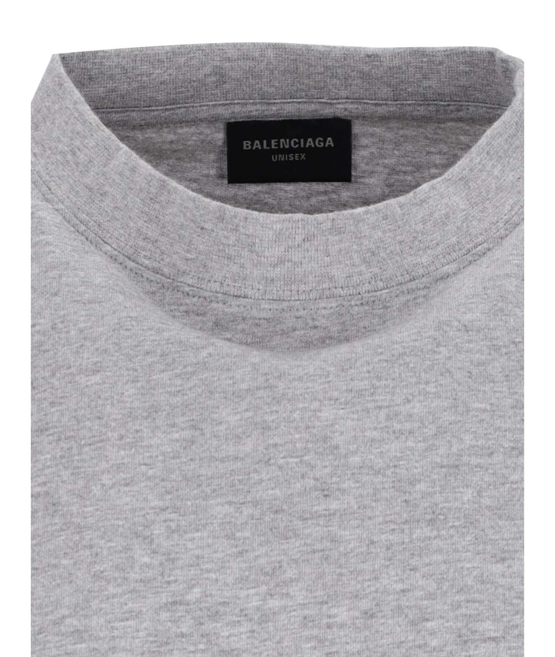 BALENCIAGA Серая хлопковая футболка, фото 5