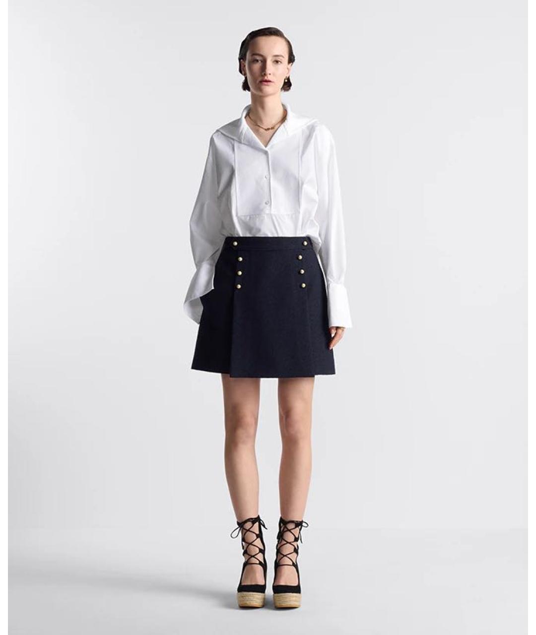 CHRISTIAN DIOR Синяя шерстяная юбка мини, фото 5