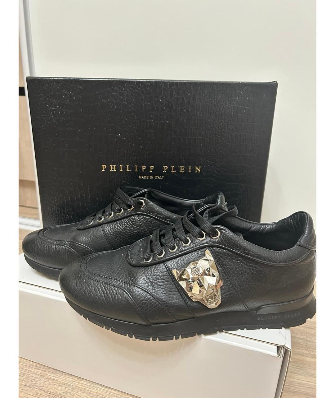 PHILIPP PLEIN Черные кожаные кроссовки, фото 7