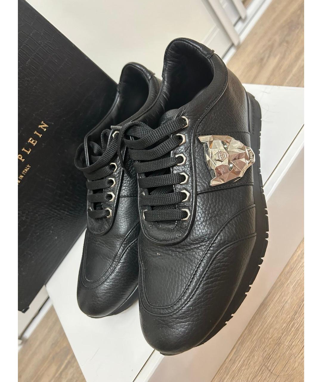 PHILIPP PLEIN Черные кожаные кроссовки, фото 2