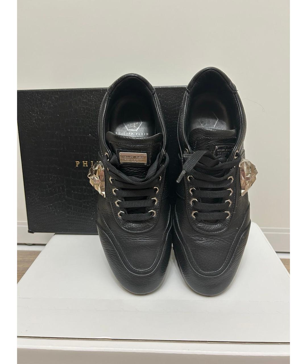 PHILIPP PLEIN Черные кожаные кроссовки, фото 3