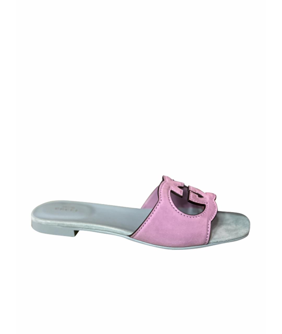 GUCCI Голубые кожаные шлепанцы, фото 1