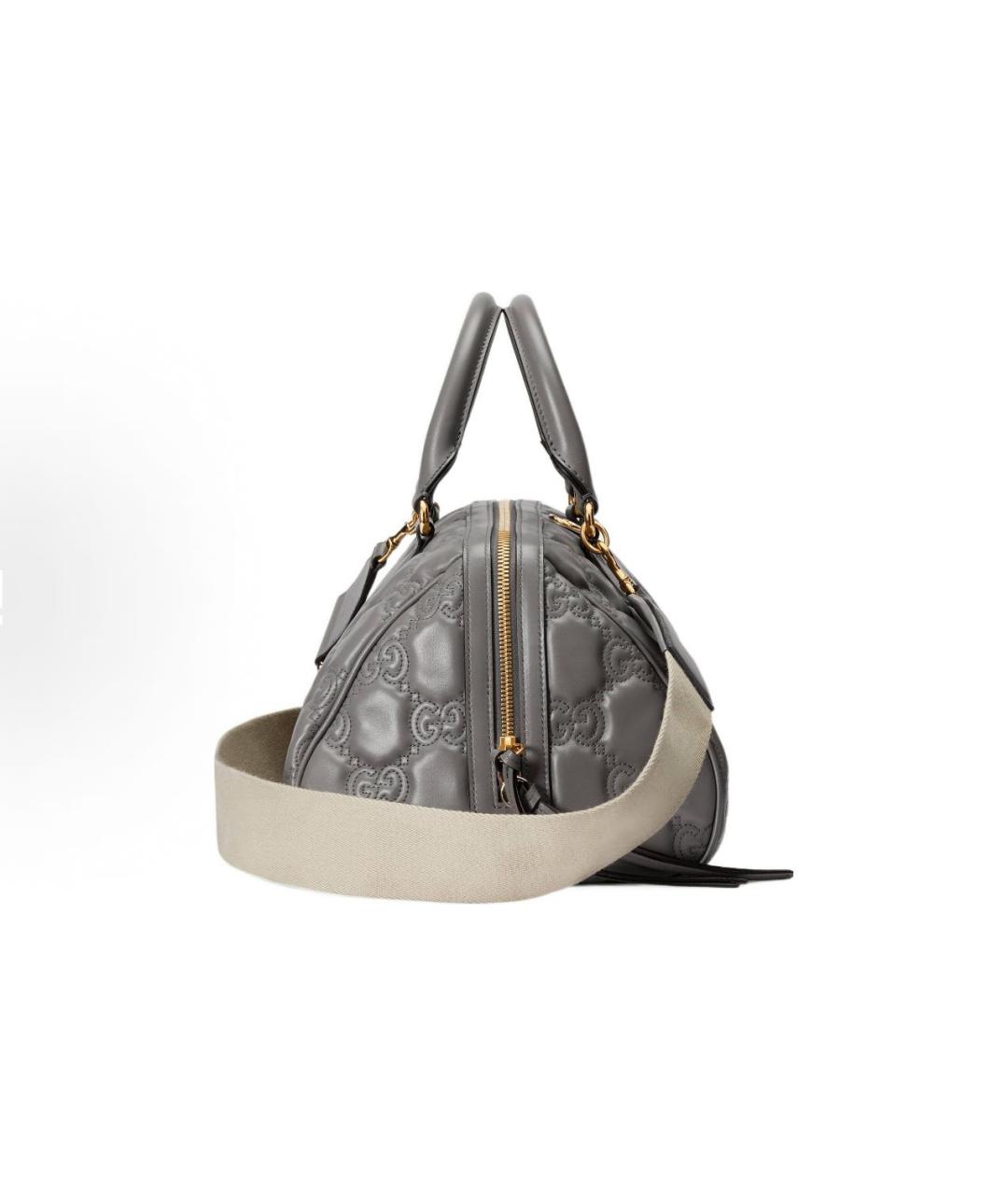 GUCCI Серая кожаная сумка тоут, фото 5