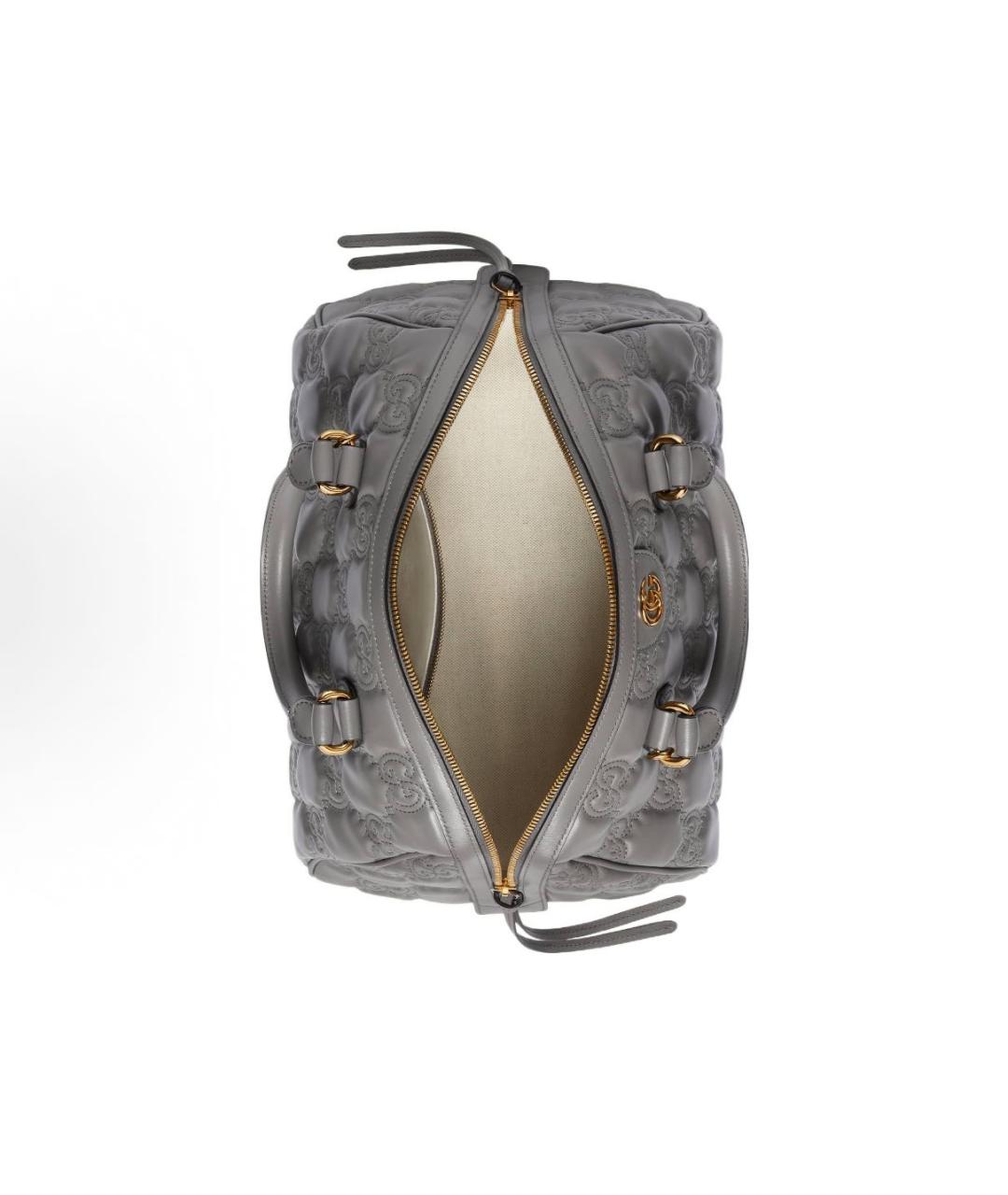 GUCCI Серая кожаная сумка тоут, фото 6
