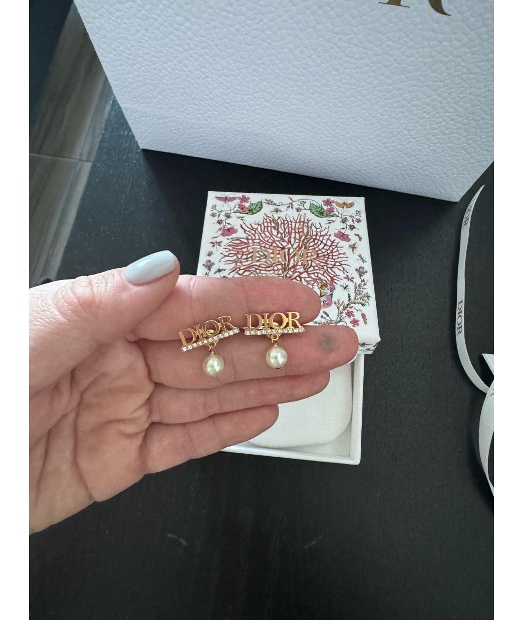 CHRISTIAN DIOR Золотые металлические серьги, фото 2