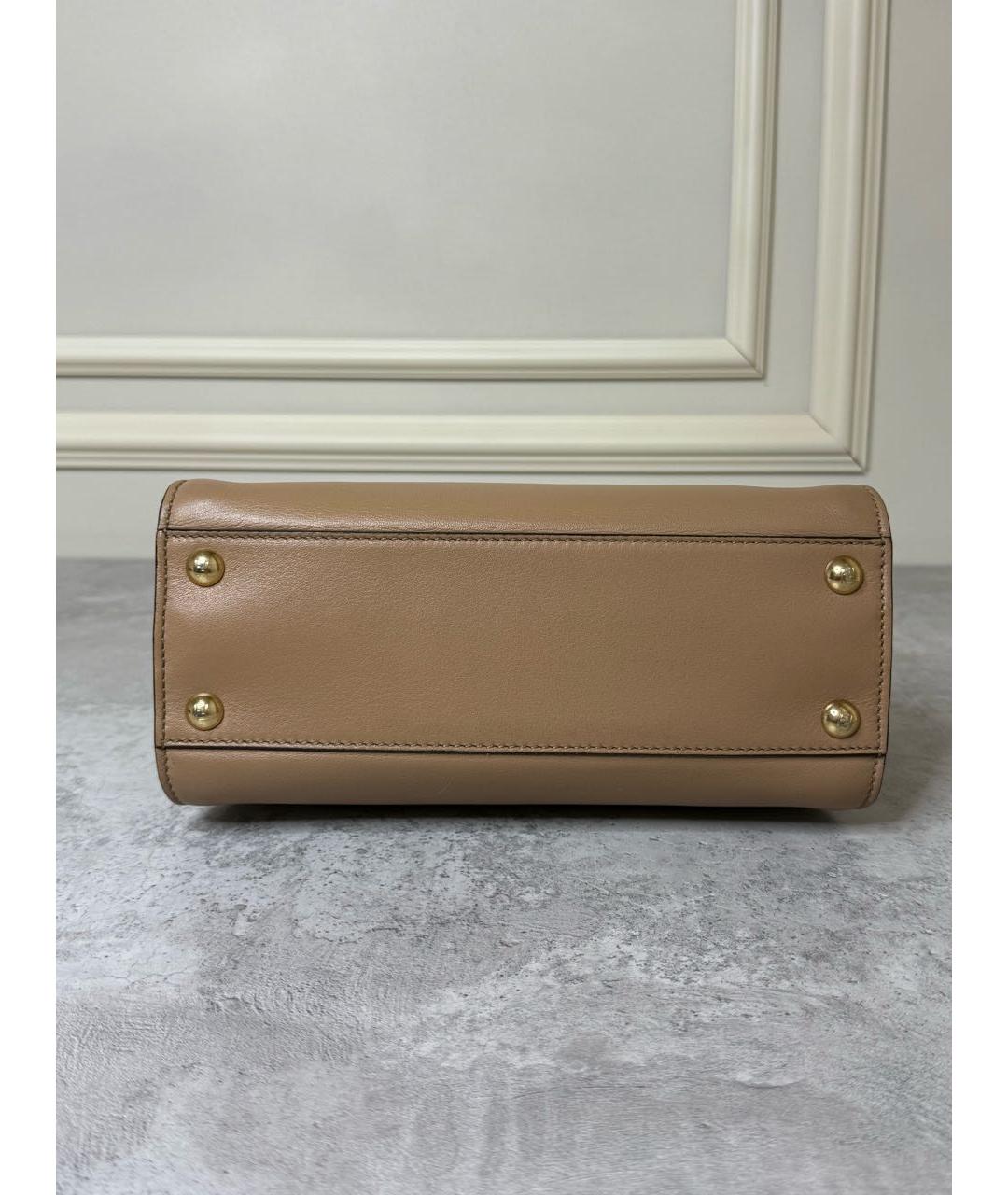 FENDI Бежевая кожаная сумка через плечо, фото 5