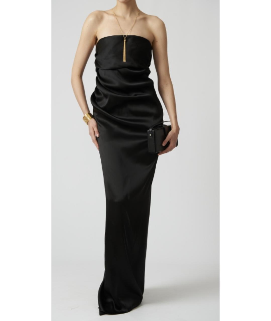 SAINT LAURENT Черное шелковое повседневное платье, фото 4
