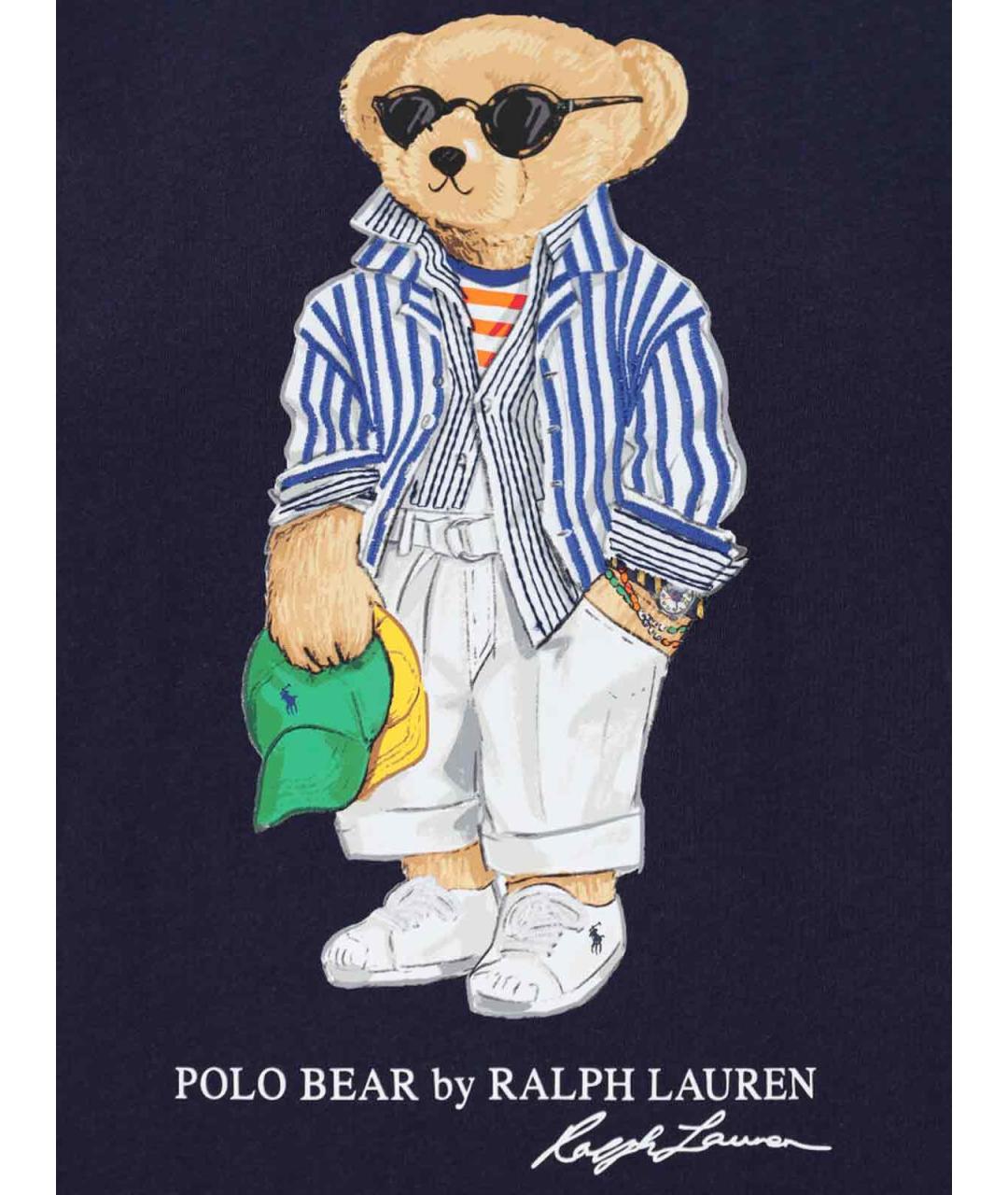 POLO RALPH LAUREN Темно-синяя хлопковая футболка, фото 3