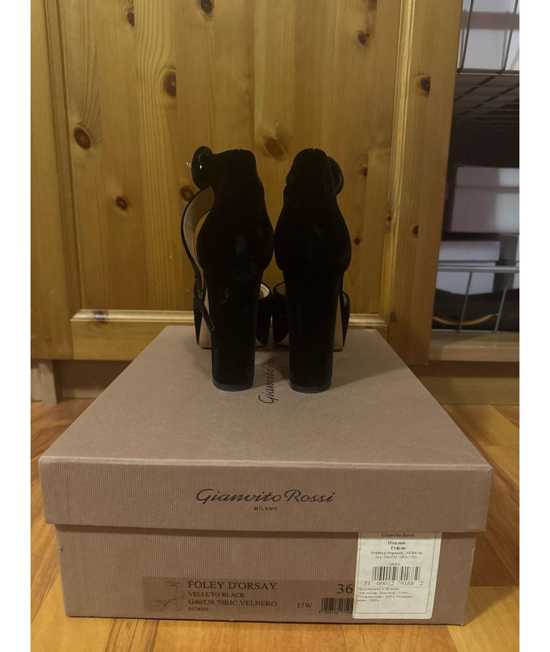 GIANVITO ROSSI Черные бархатные туфли, фото 3