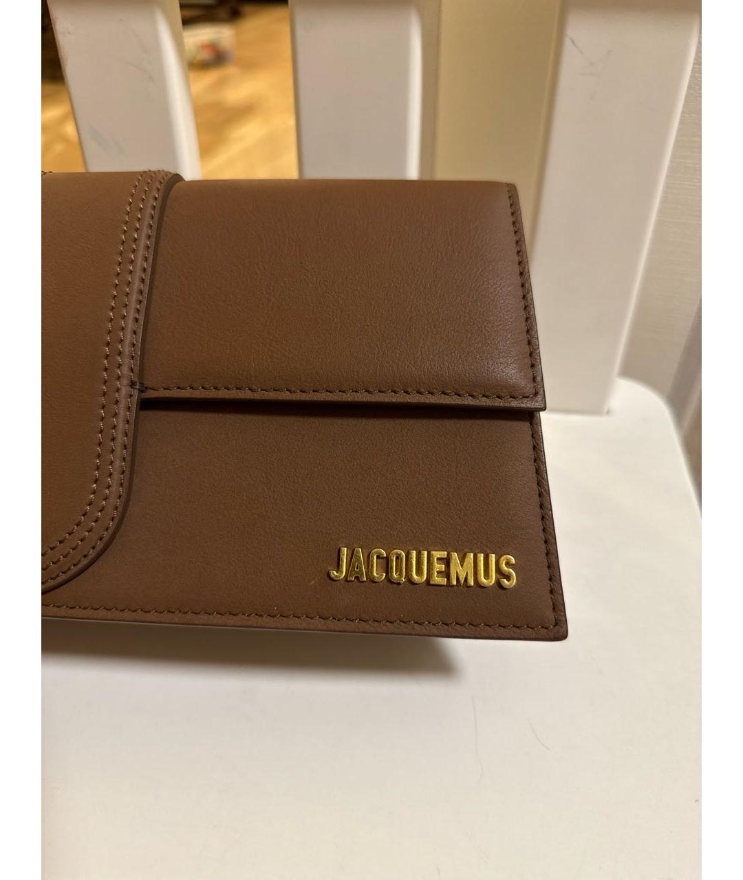 JACQUEMUS Коричневая кожаная сумка с короткими ручками, фото 5