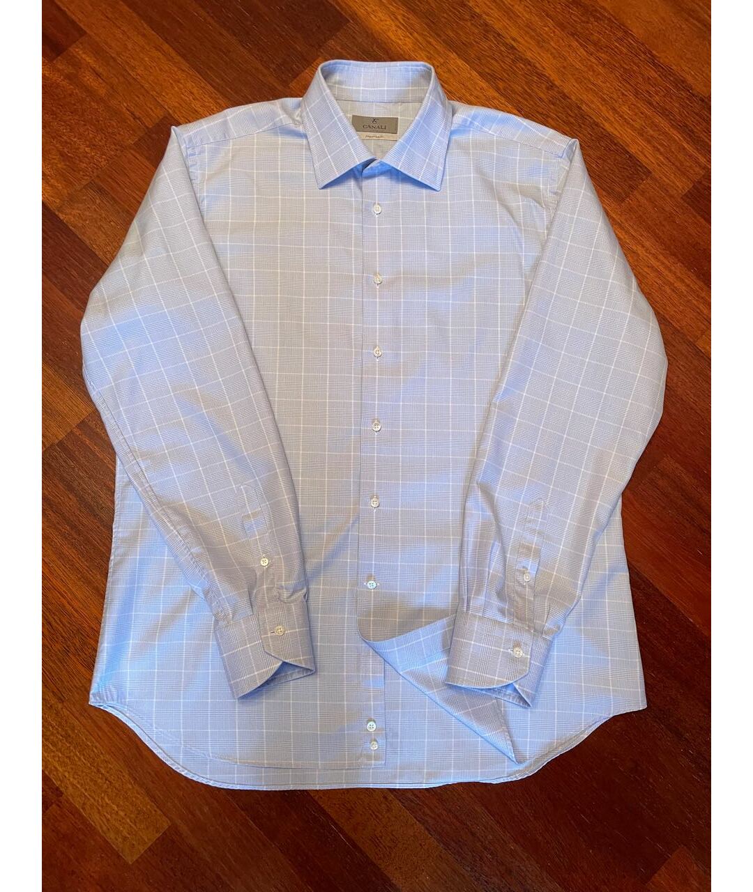 CANALI Голубая хлопковая классическая рубашка, фото 7