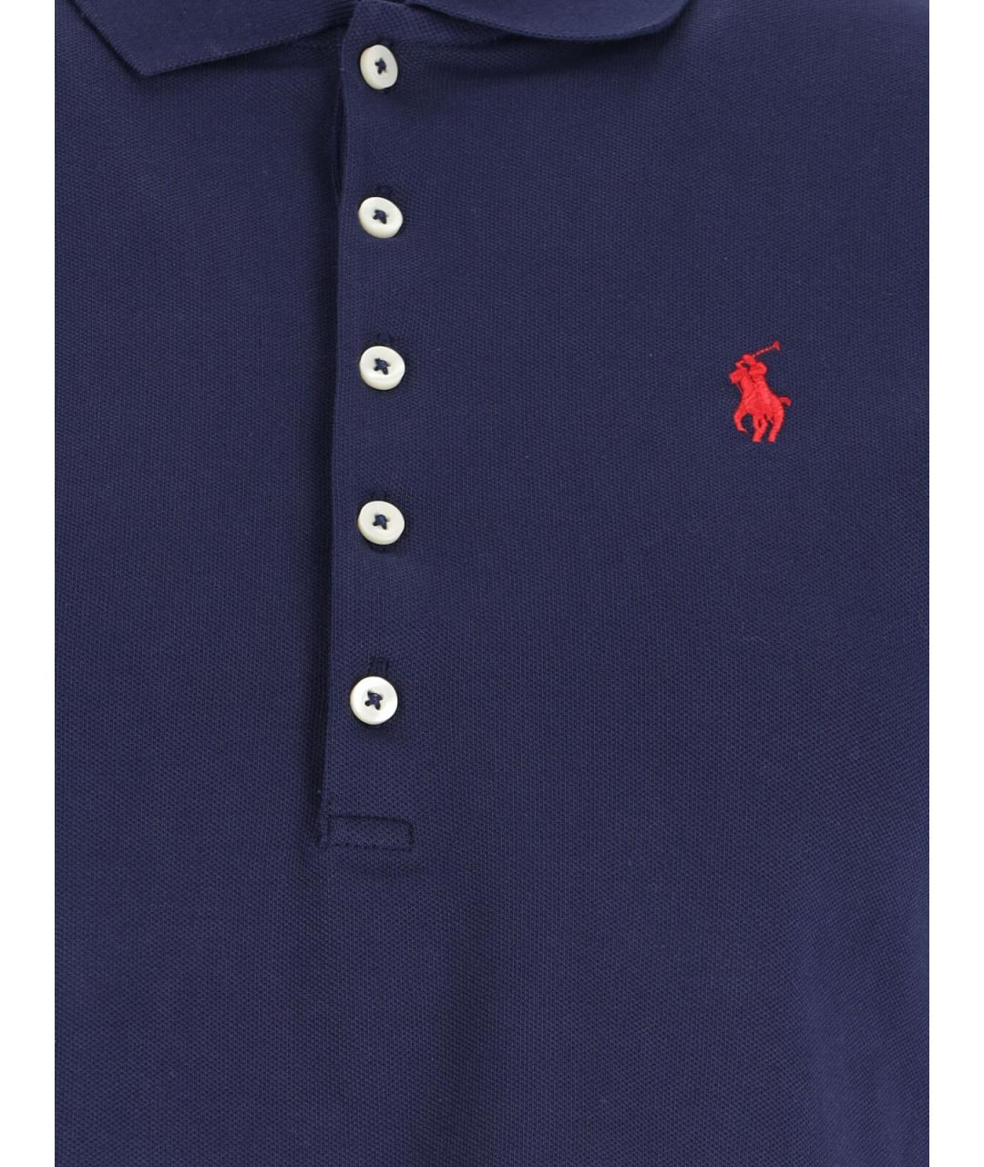POLO RALPH LAUREN Темно-синяя хлопковая футболка, фото 3