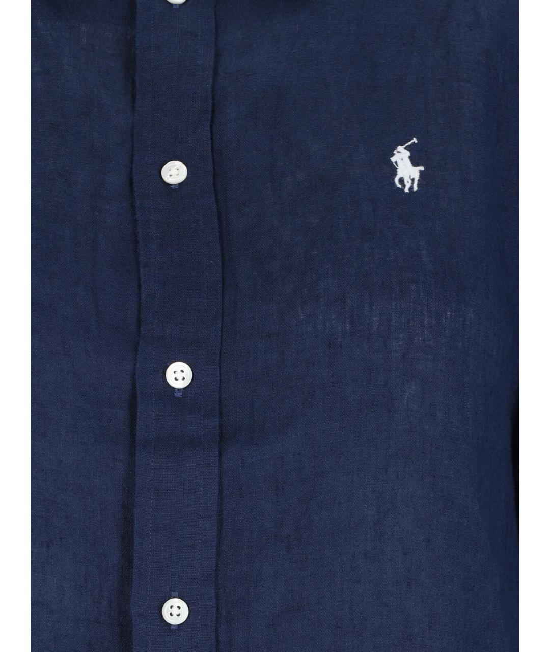 POLO RALPH LAUREN Темно-синяя льняная рубашка, фото 3