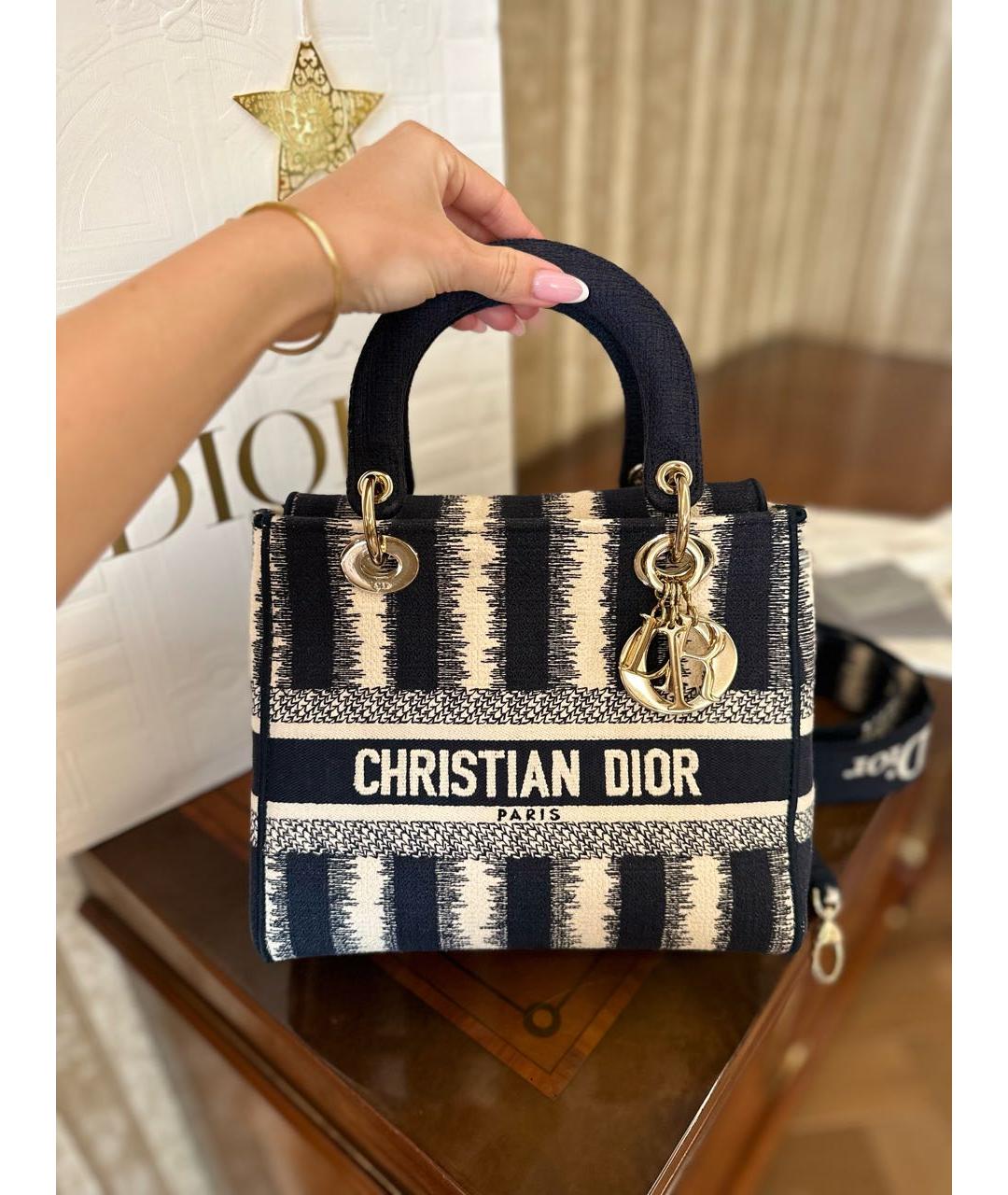 CHRISTIAN DIOR Белая тканевая сумка с короткими ручками, фото 3