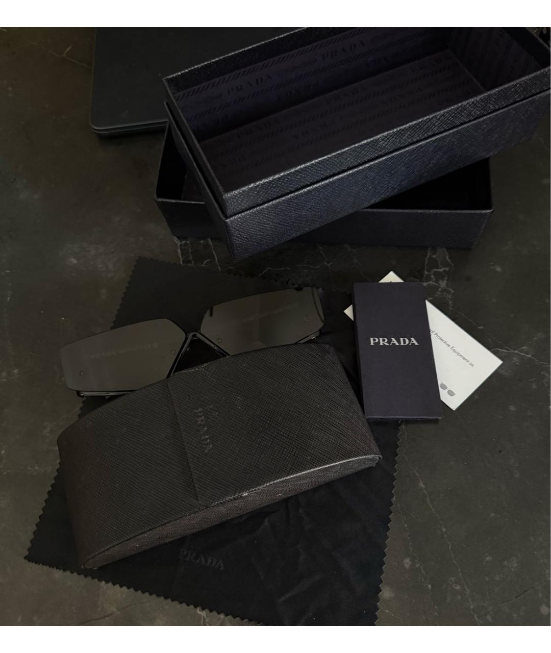 PRADA Черные металлические солнцезащитные очки, фото 5
