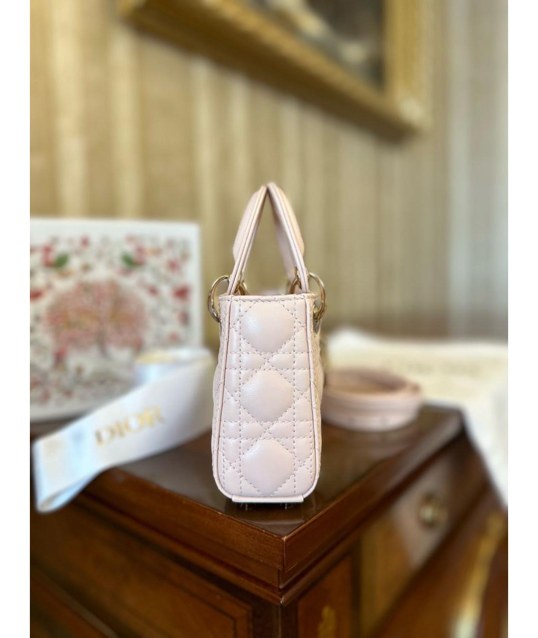 CHRISTIAN DIOR Розовая кожаная сумка с короткими ручками, фото 6