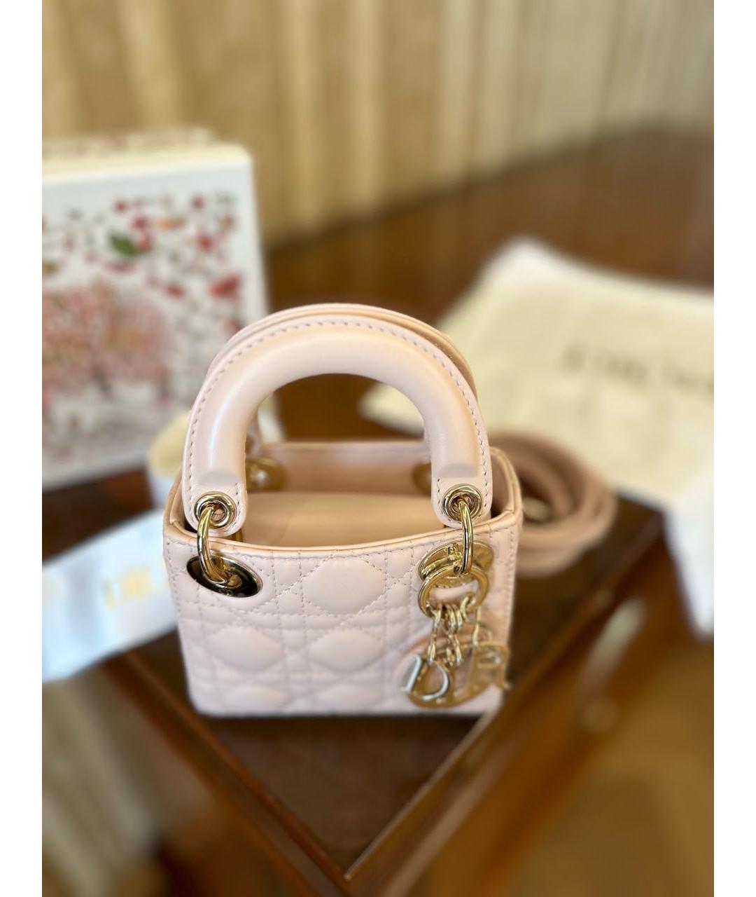 CHRISTIAN DIOR Розовая кожаная сумка с короткими ручками, фото 8