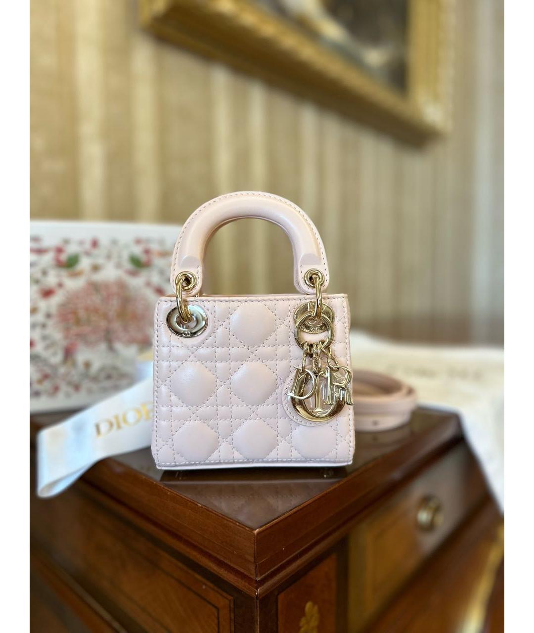 CHRISTIAN DIOR Розовая кожаная сумка с короткими ручками, фото 2