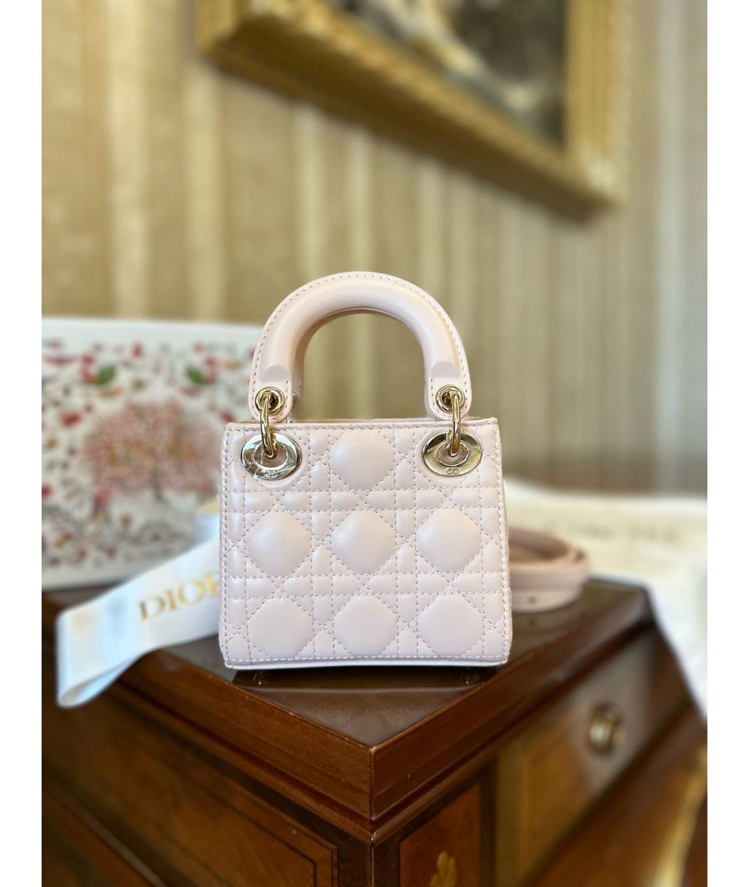 CHRISTIAN DIOR Розовая кожаная сумка с короткими ручками, фото 4
