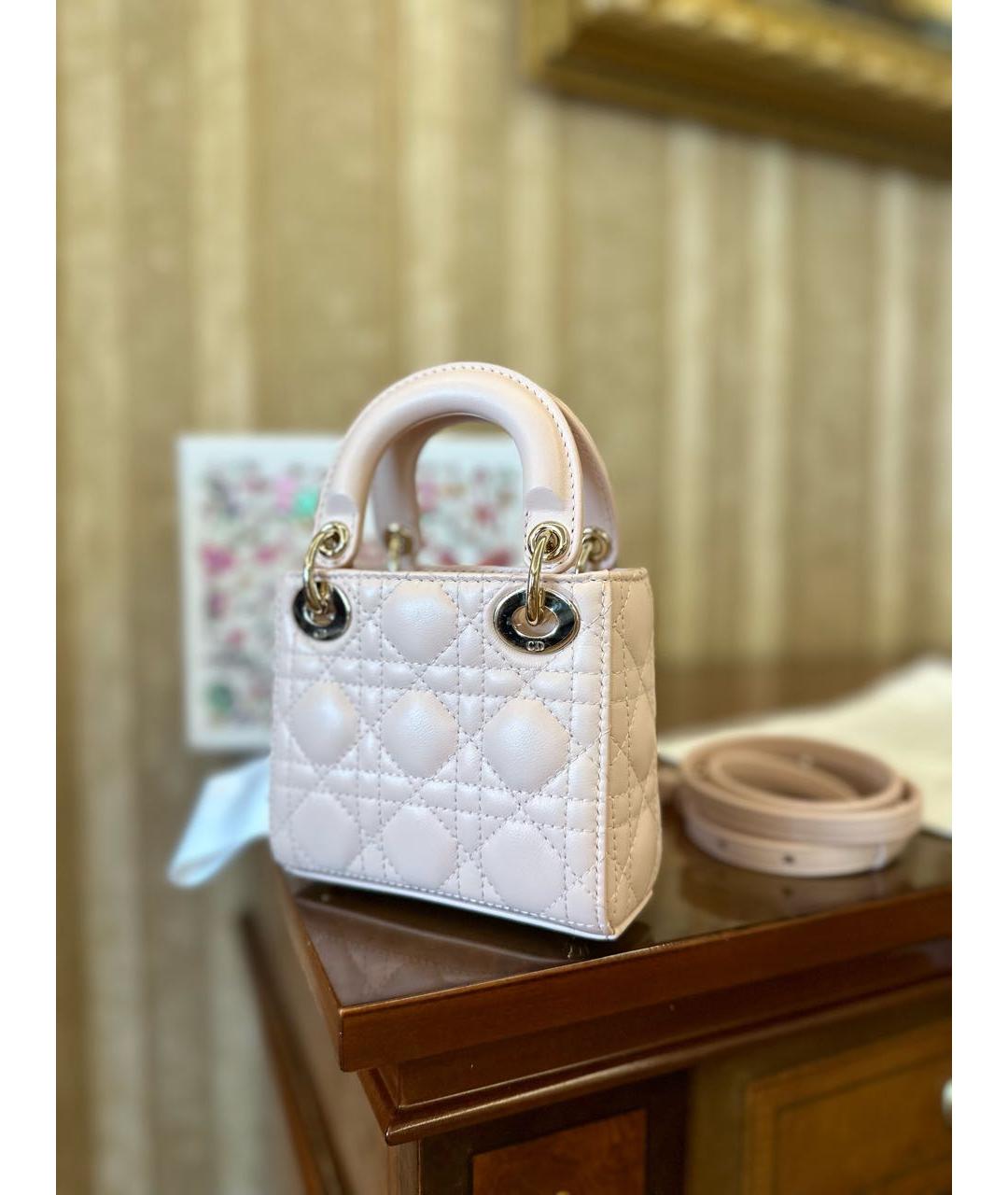 CHRISTIAN DIOR Розовая кожаная сумка с короткими ручками, фото 5