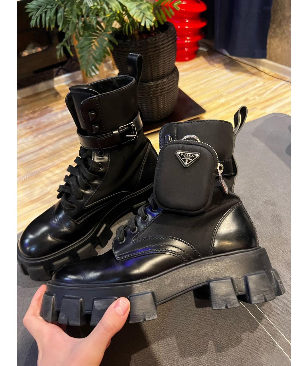 PRADA Черные кожаные высокие ботинки, фото 5