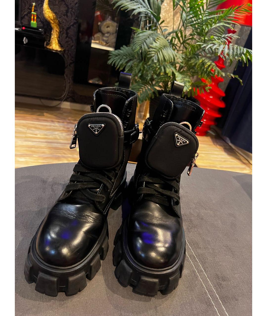 PRADA Черные кожаные высокие ботинки, фото 2