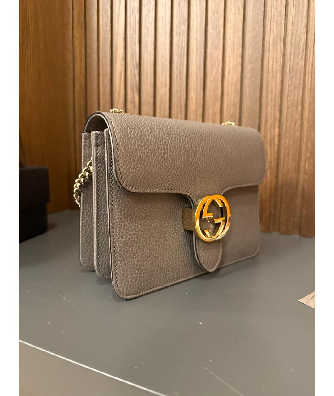 GUCCI Антрацитовая кожаная сумка через плечо, фото 2