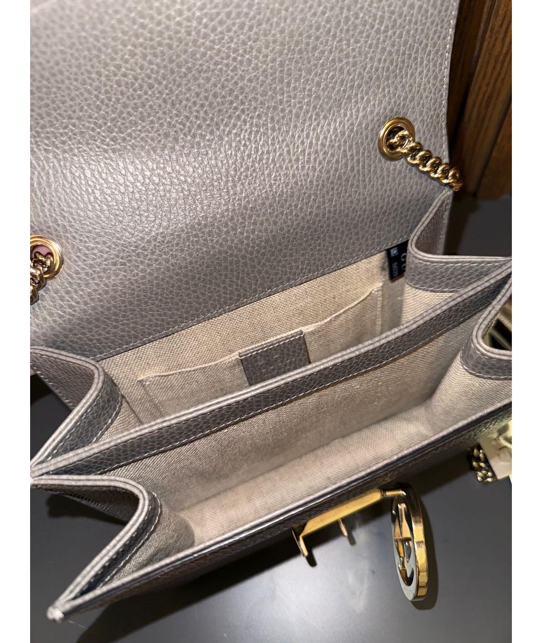 GUCCI Антрацитовая кожаная сумка через плечо, фото 4