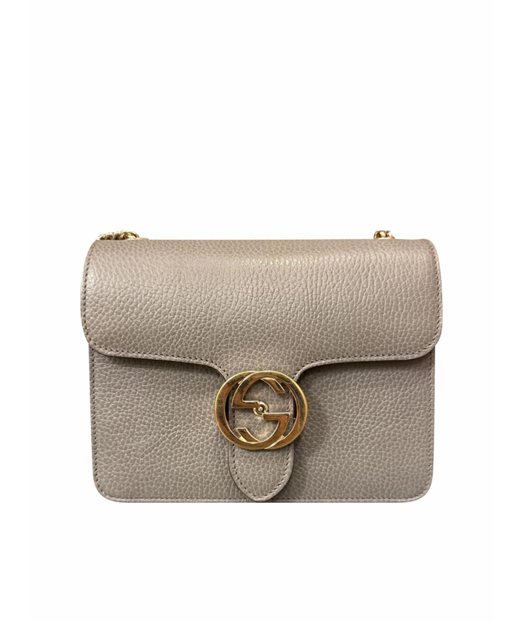 GUCCI Антрацитовая кожаная сумка через плечо, фото 1