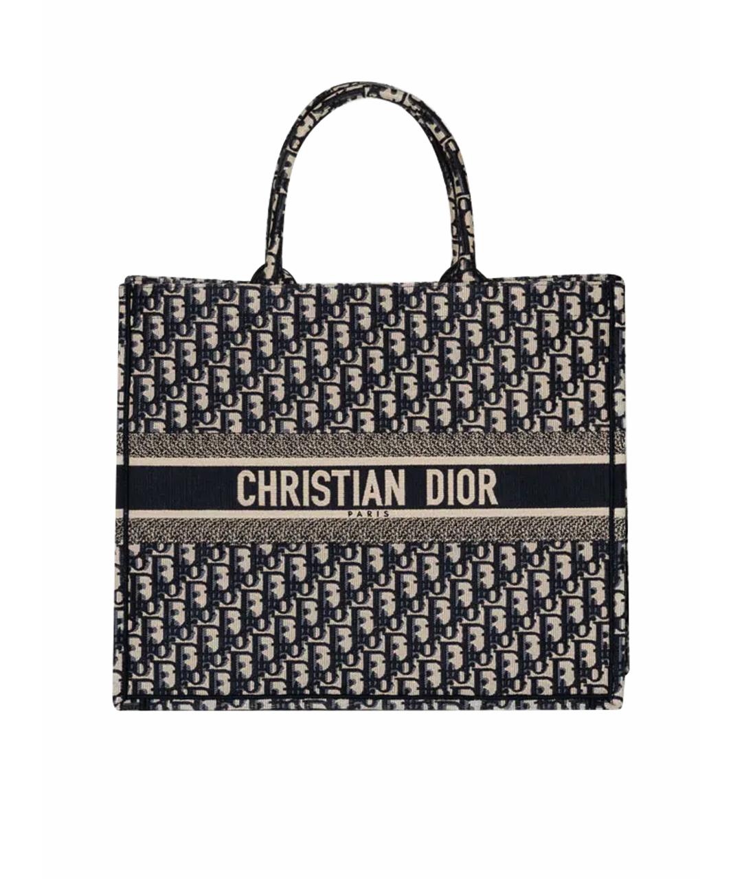 CHRISTIAN DIOR Темно-синяя жаккардовая сумка тоут, фото 1