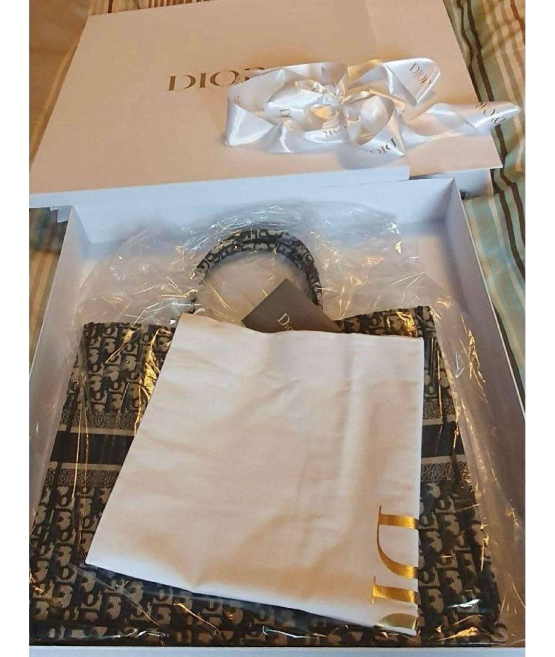 CHRISTIAN DIOR Темно-синяя жаккардовая сумка тоут, фото 2