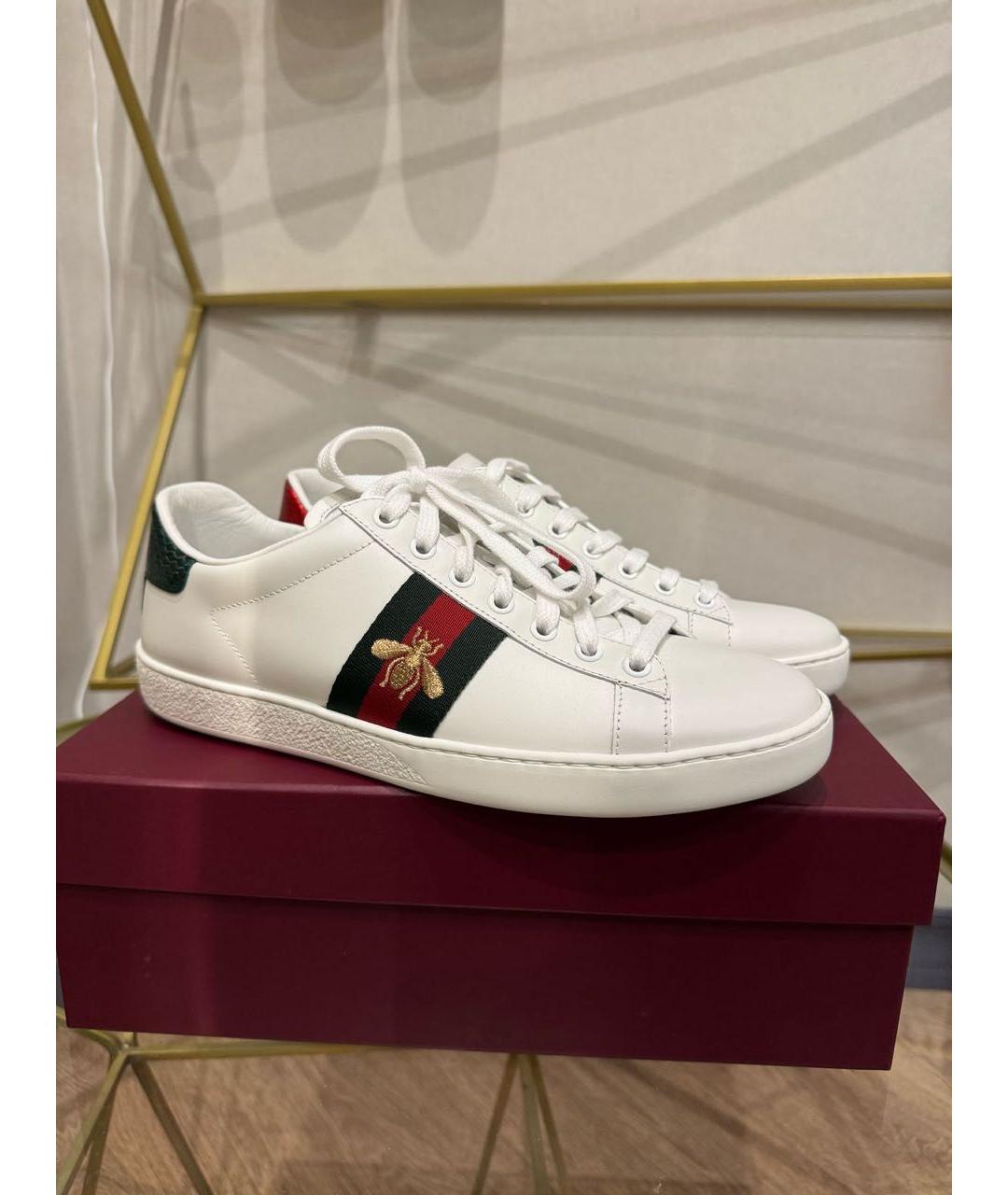 GUCCI Белые кожаные кеды, фото 2
