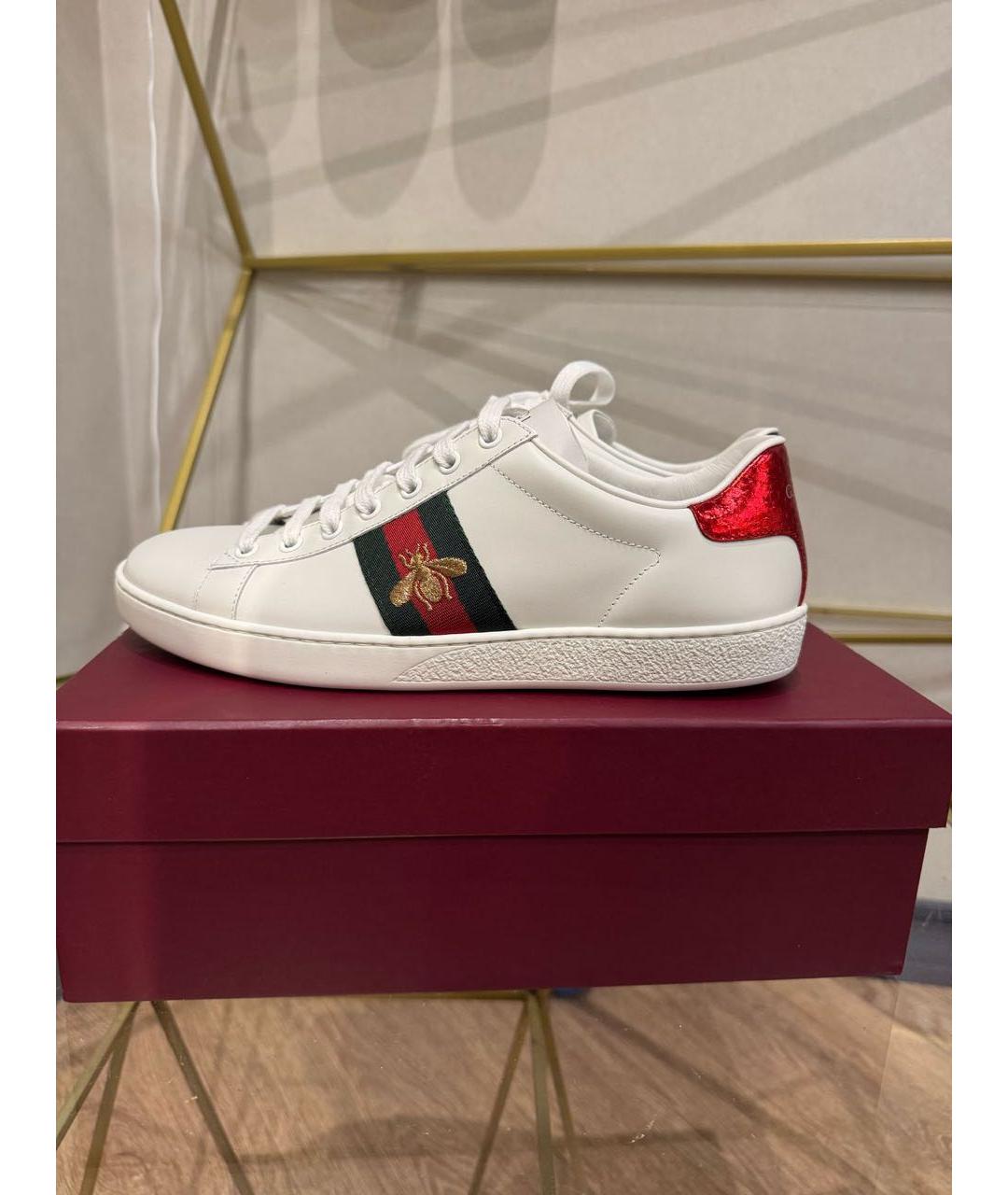 GUCCI Белые кожаные кеды, фото 7