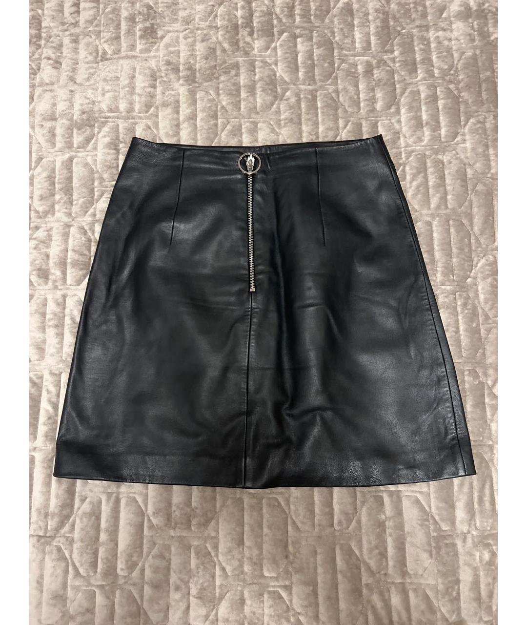 HUGO BOSS Черная кожаная юбка мини, фото 7