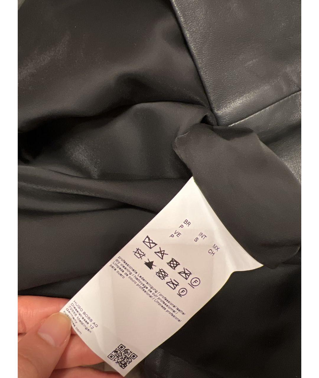 HUGO BOSS Черная кожаная юбка мини, фото 6