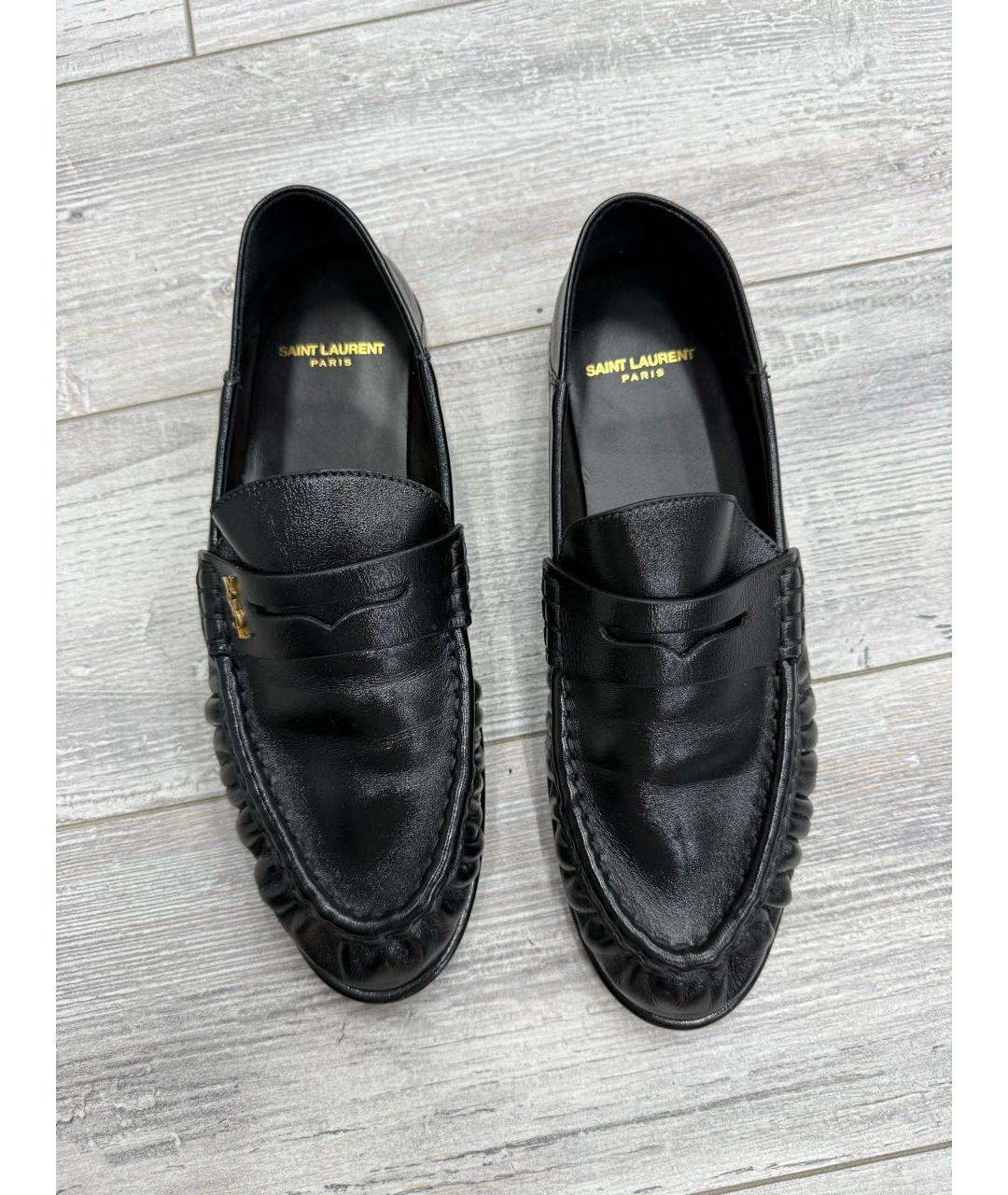 SAINT LAURENT Черные кожаные лоферы, фото 2