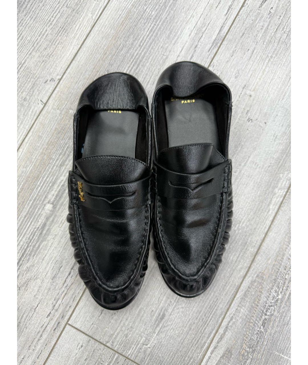 SAINT LAURENT Черные кожаные лоферы, фото 3