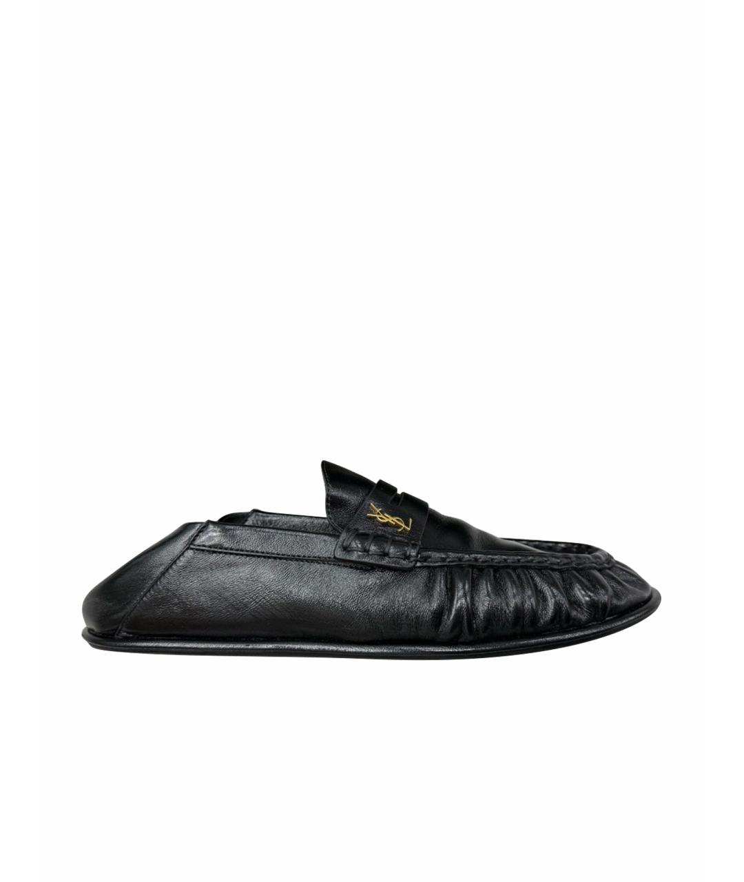 SAINT LAURENT Черные кожаные лоферы, фото 1