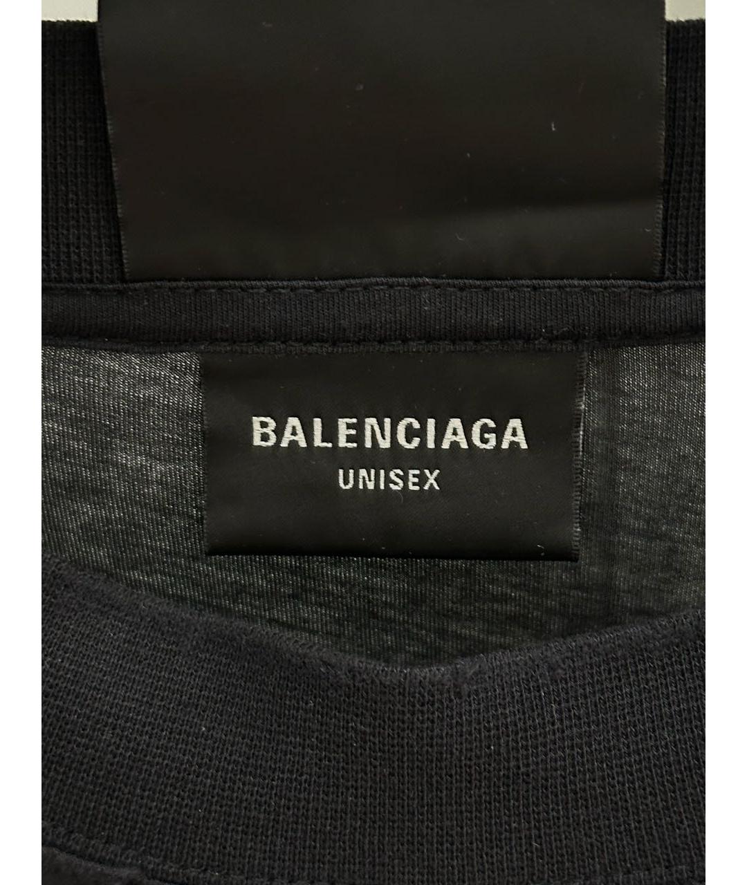 BALENCIAGA Черная хлопковая футболка, фото 3