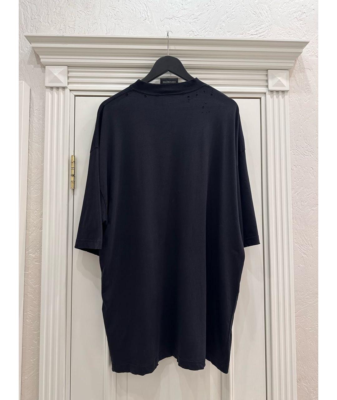 BALENCIAGA Черная хлопковая футболка, фото 2