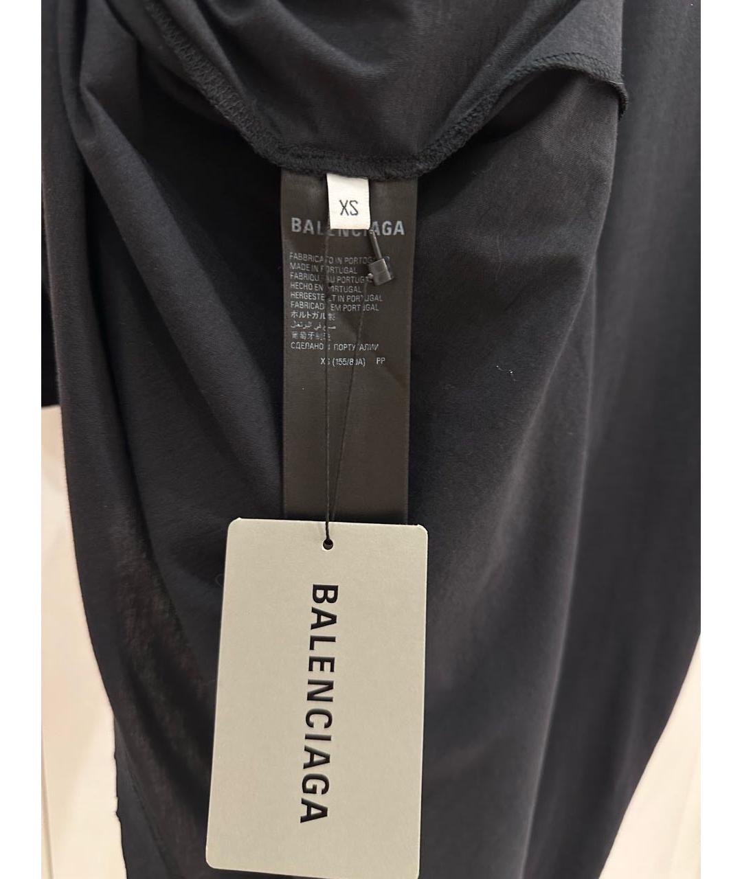 BALENCIAGA Черная хлопковая футболка, фото 4