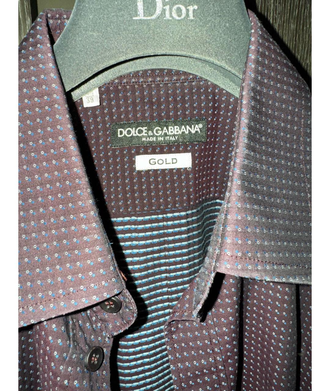 DOLCE&GABBANA Фиолетовая хлопковая классическая рубашка, фото 3