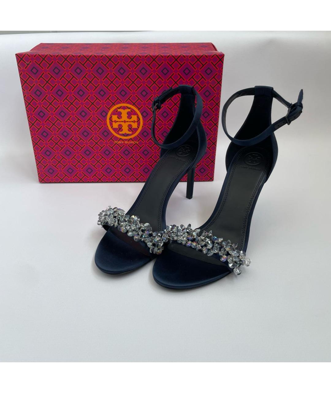 TORY BURCH Синие текстильные босоножки, фото 5