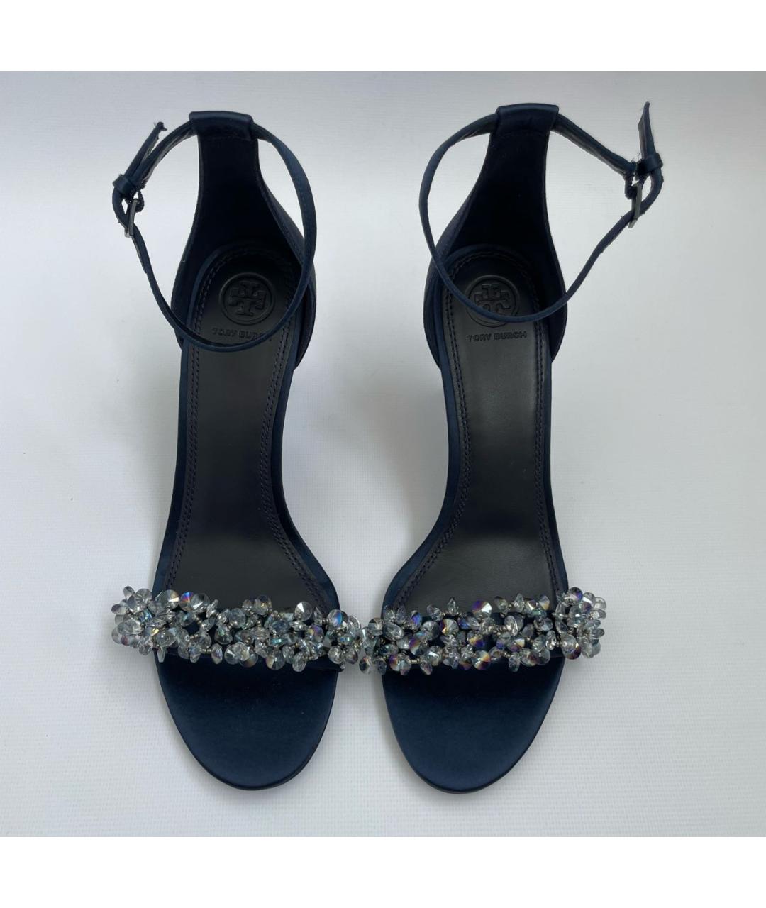 TORY BURCH Синие текстильные босоножки, фото 2