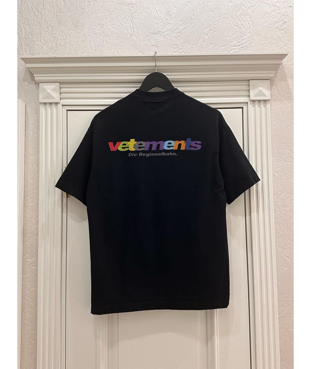 VETEMENTS Черная хлопковая футболка, фото 2