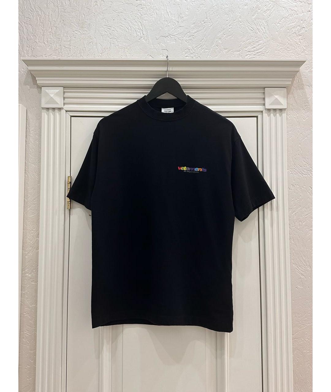 VETEMENTS Черная хлопковая футболка, фото 6
