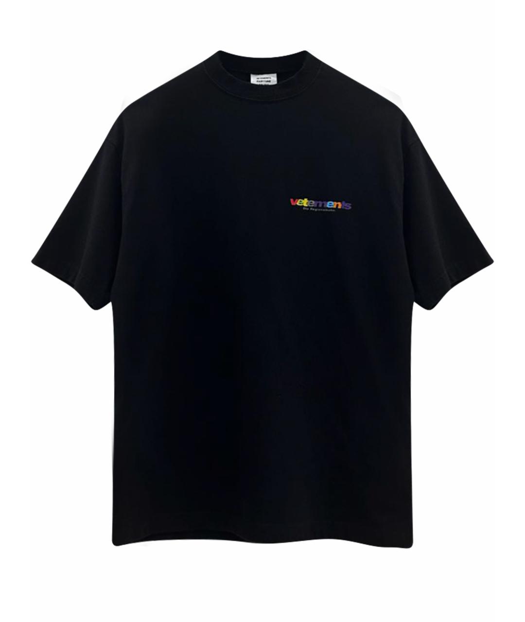 VETEMENTS Черная хлопковая футболка, фото 1