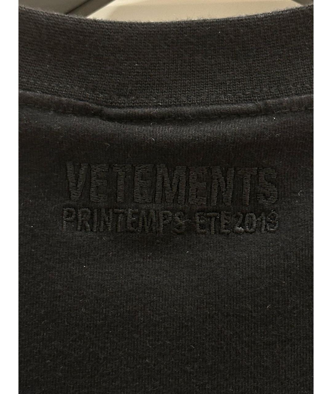 VETEMENTS Черная хлопковая футболка, фото 3