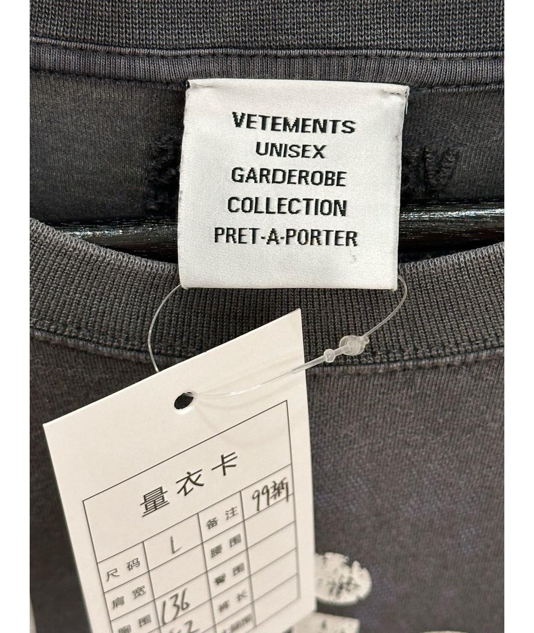 VETEMENTS Черная хлопковая футболка, фото 5