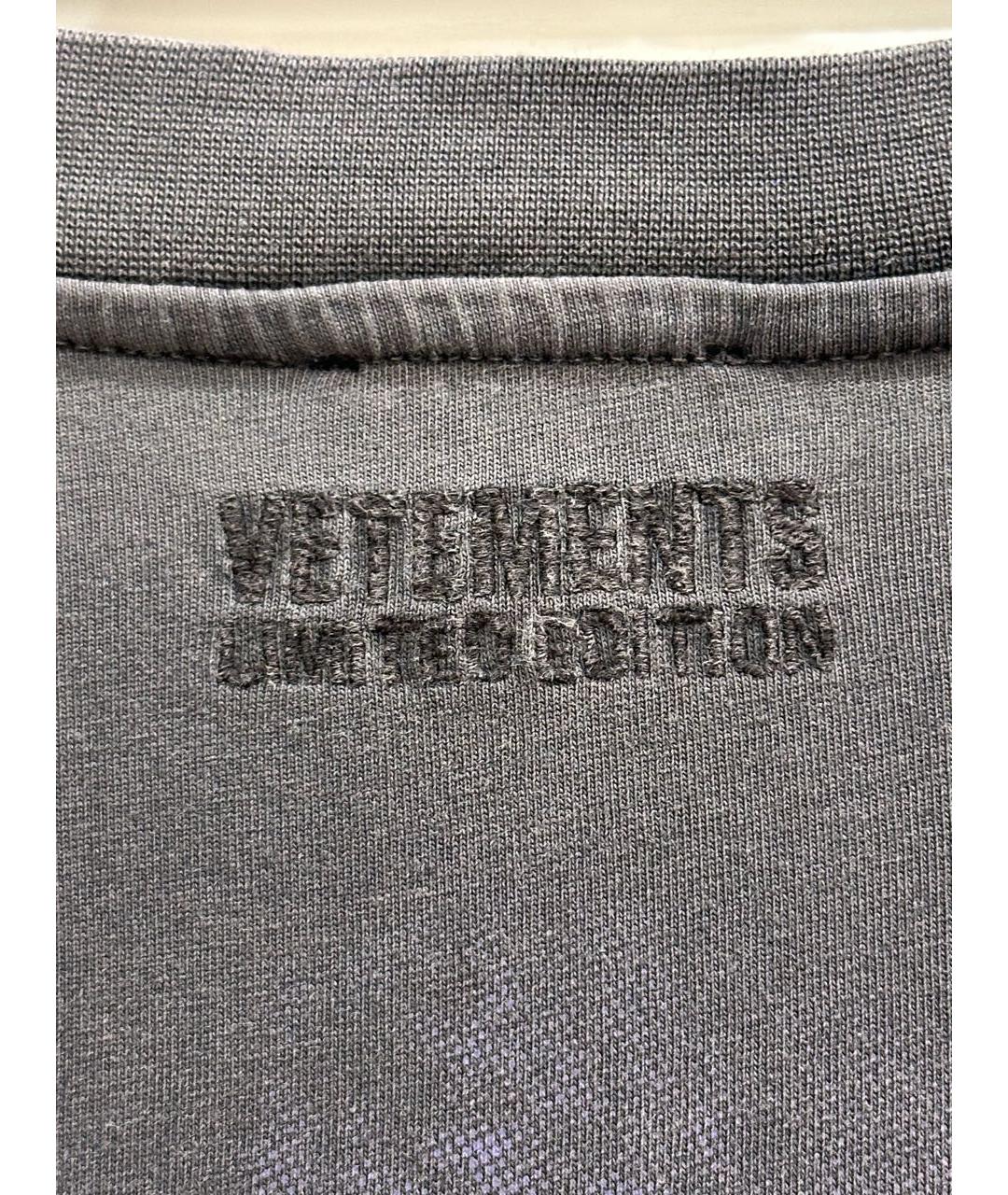 VETEMENTS Черная хлопковая футболка, фото 3